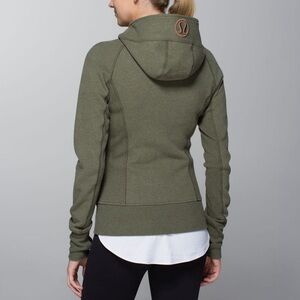 Lululemon Women's Heathered Fatigue Green Scuba Full-Zip Hoodie 12